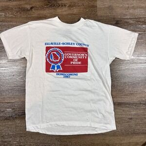 Vintage Government  Shirt Men's‎ L White Hanes 80s Ellaville Single Stitch USA